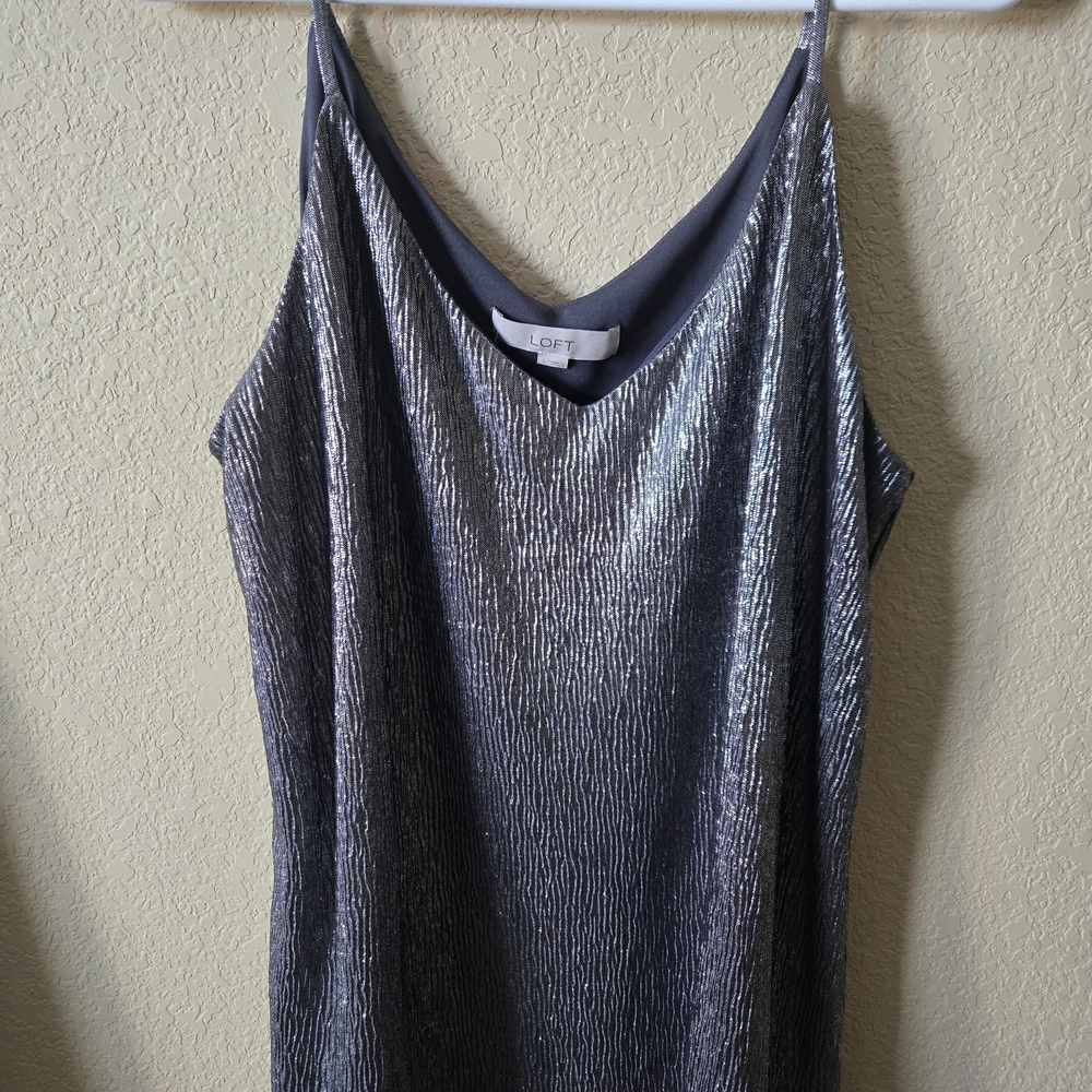 LOFT Shiny Gray Camisole Top
